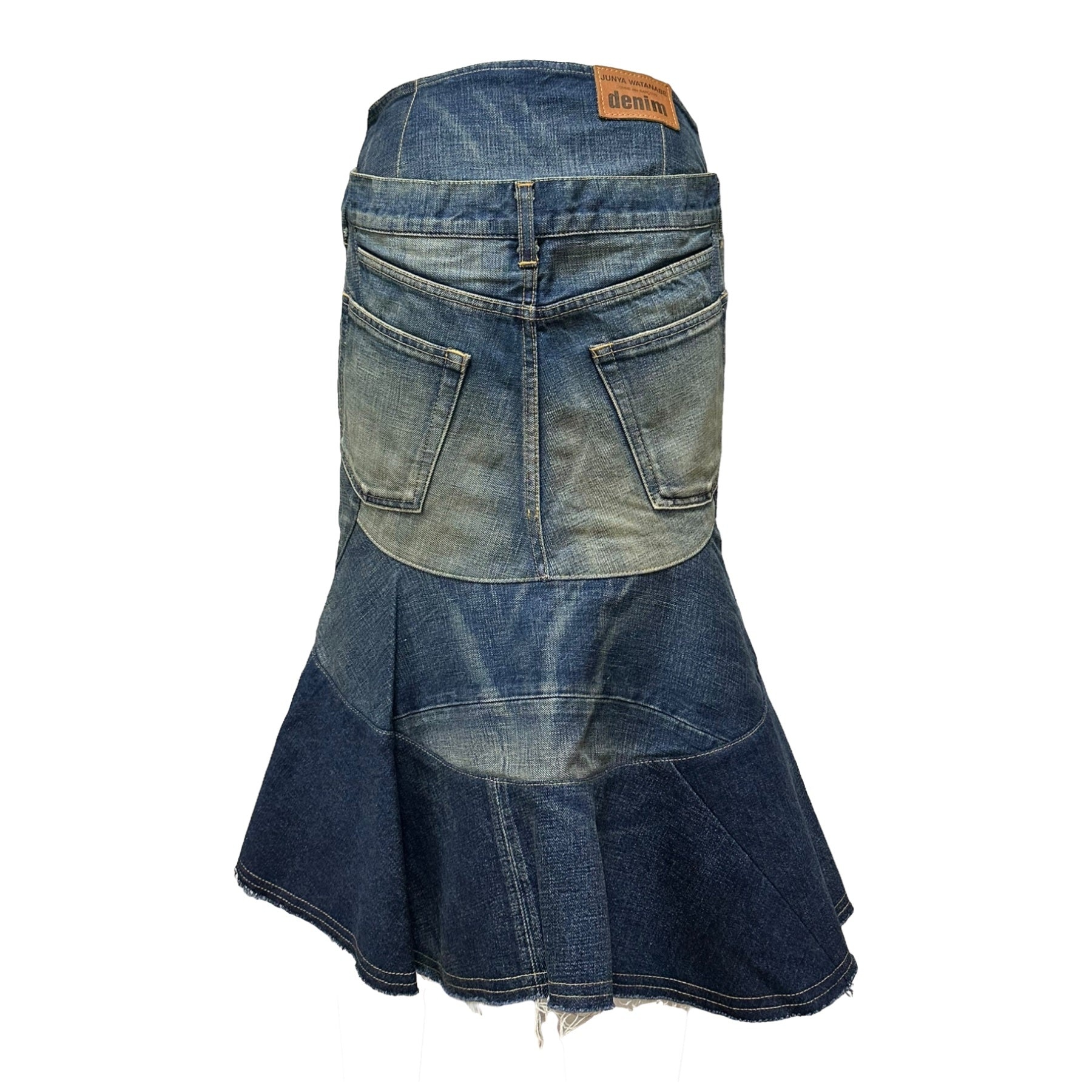 JUNYA WATANABE Fall Winter 2013 Denim Patchwork Mermaid Midi Skirt - 2