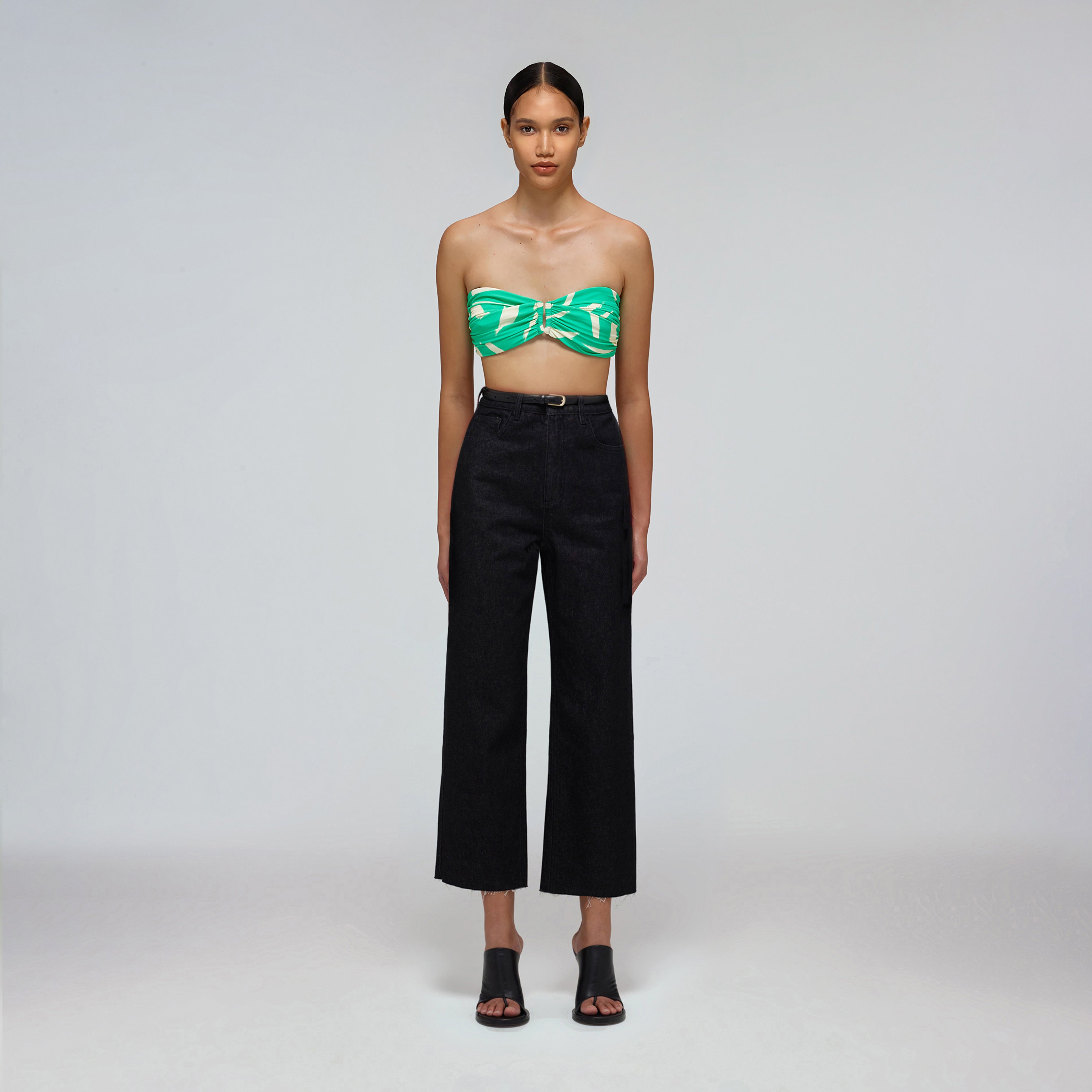 Mint Brushstroke Bandeau Bikini Top - 1