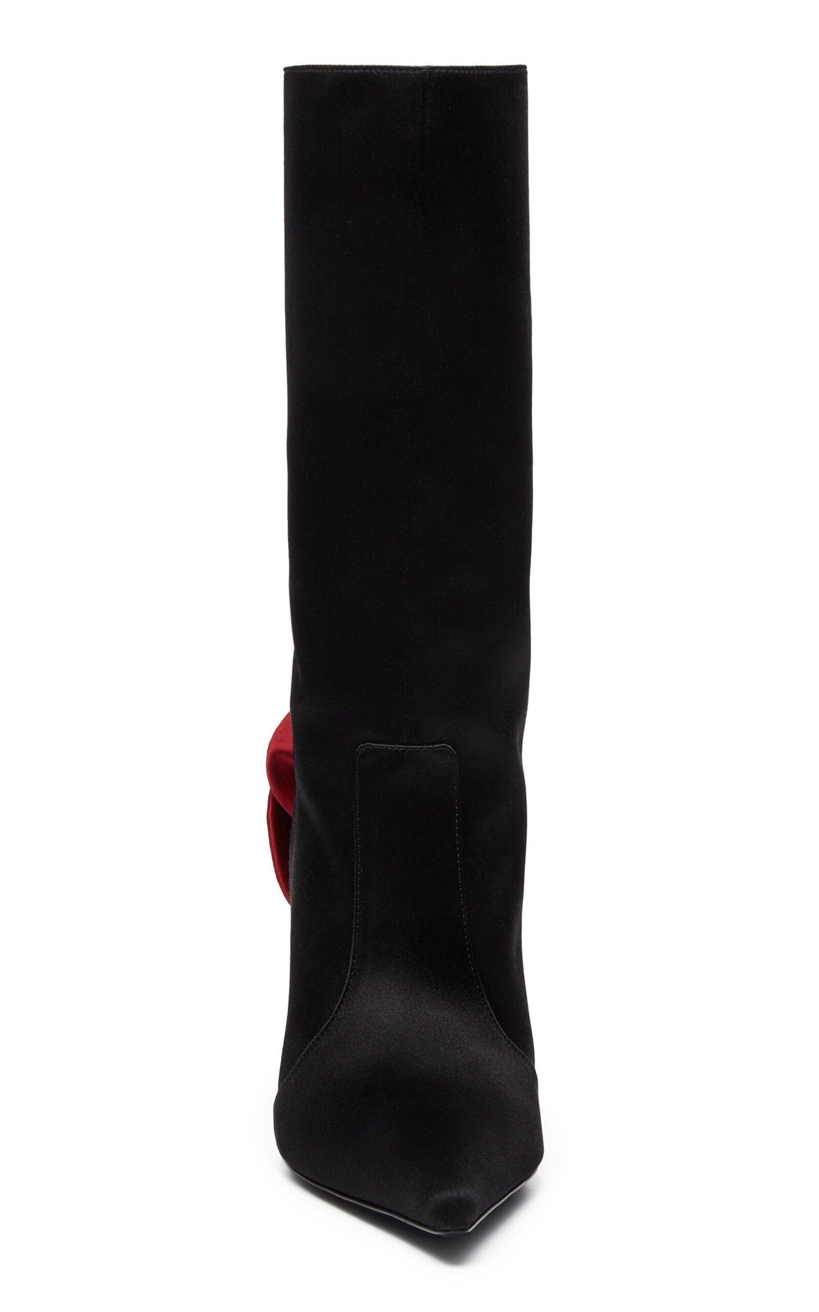 Pointed Flower Satin Boots red - 3
