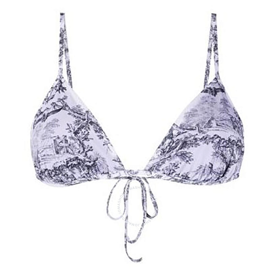 Wolford Iconic White Black/Amethyst Toile de Jouy Antoinette Beach Triangle Top - 2