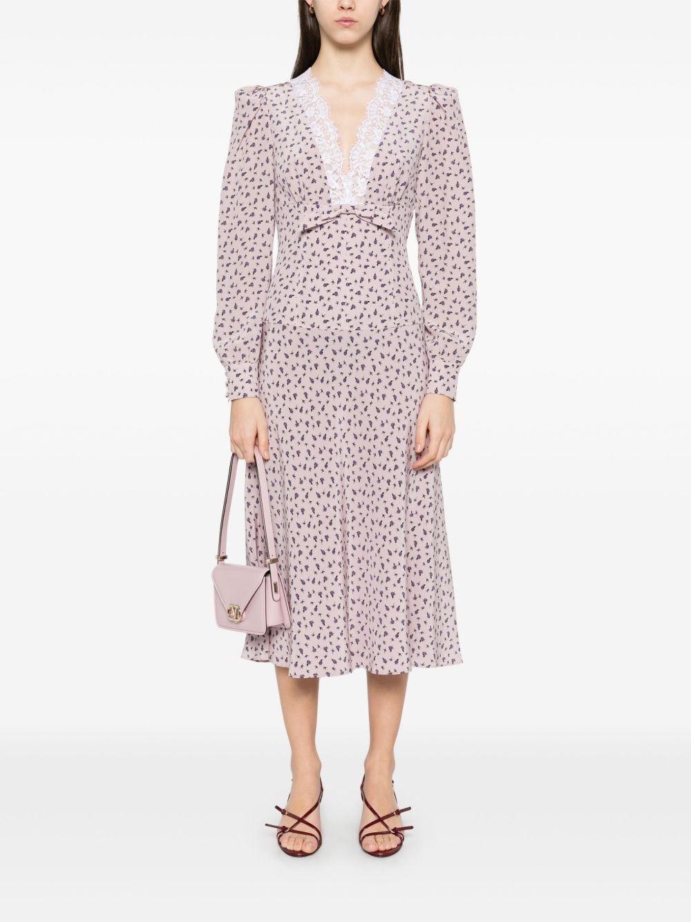 rose-print midi dress - 2
