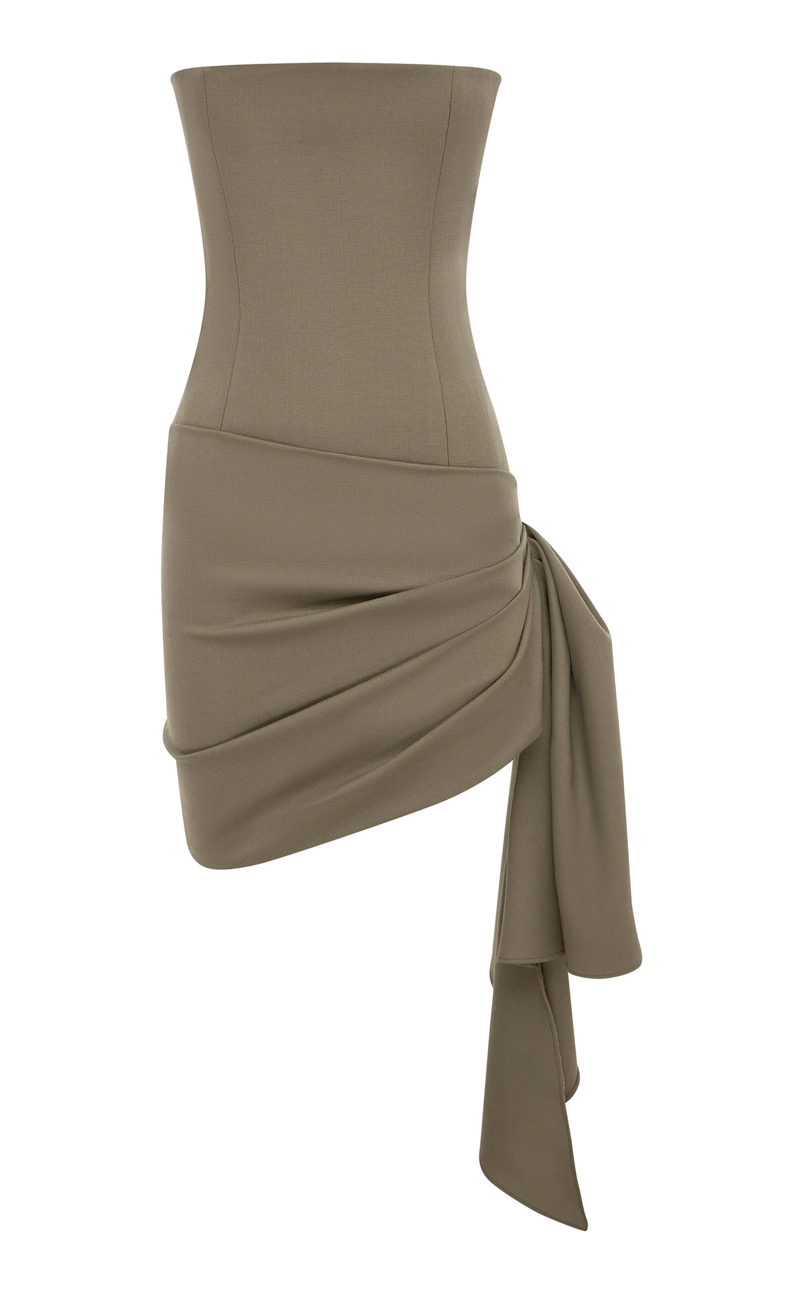 Draped Wool Mini Dress green - 1