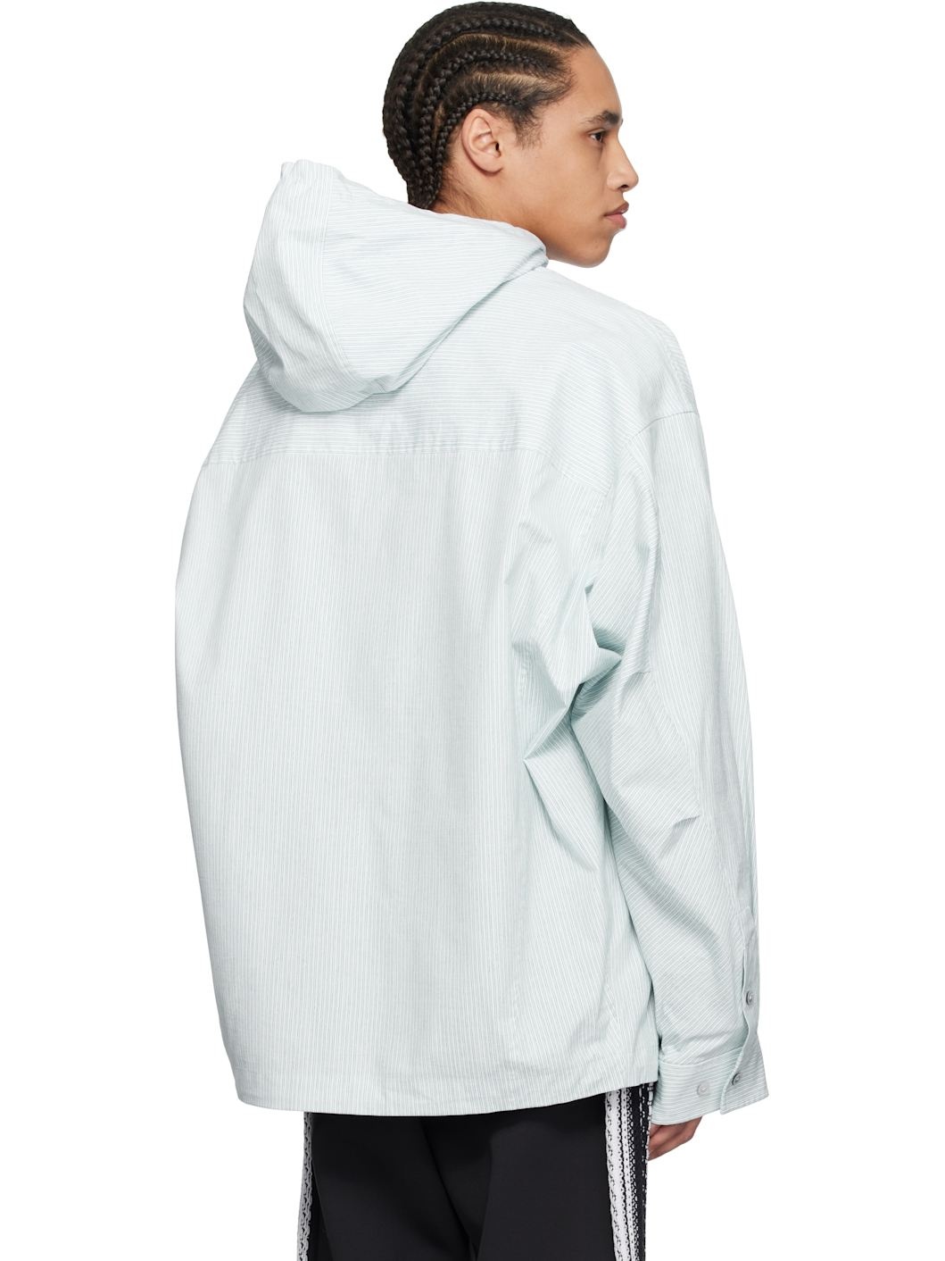 Green & White Stripe Hooded Shirt - 3