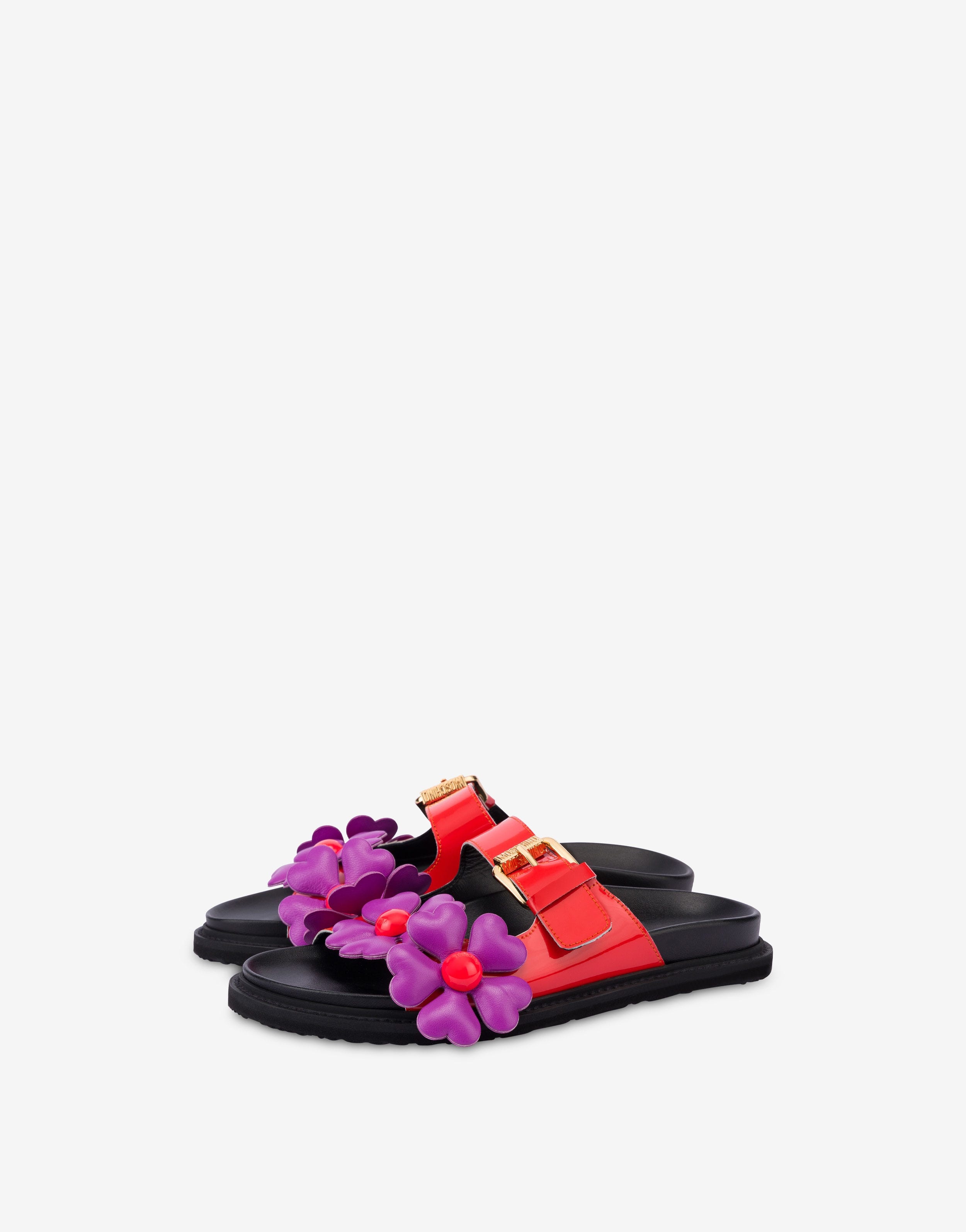 PATENT LEATHER HEART FLOWERS SANDALS - 1