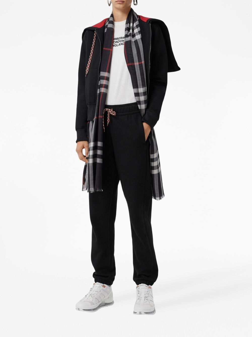 Lightweight Check Wool Silk Scarf - 8