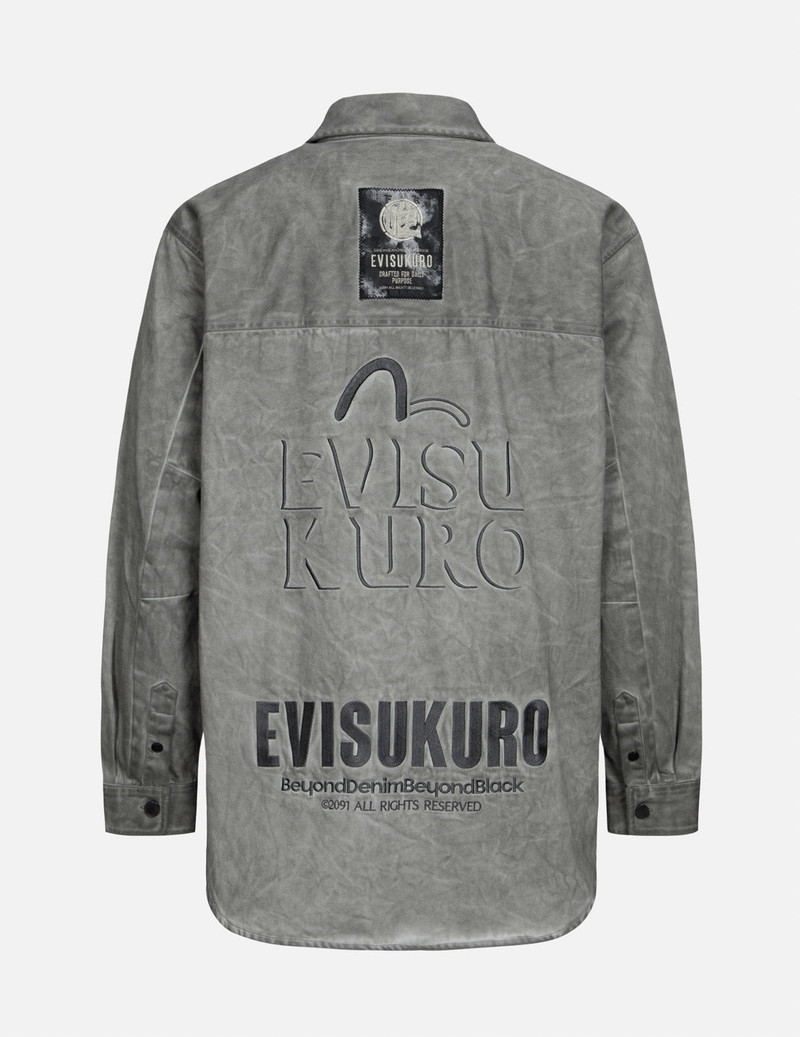 EVISU Monogram Embroidered Pockets Relaxed Fit Shirt Jacket outlook