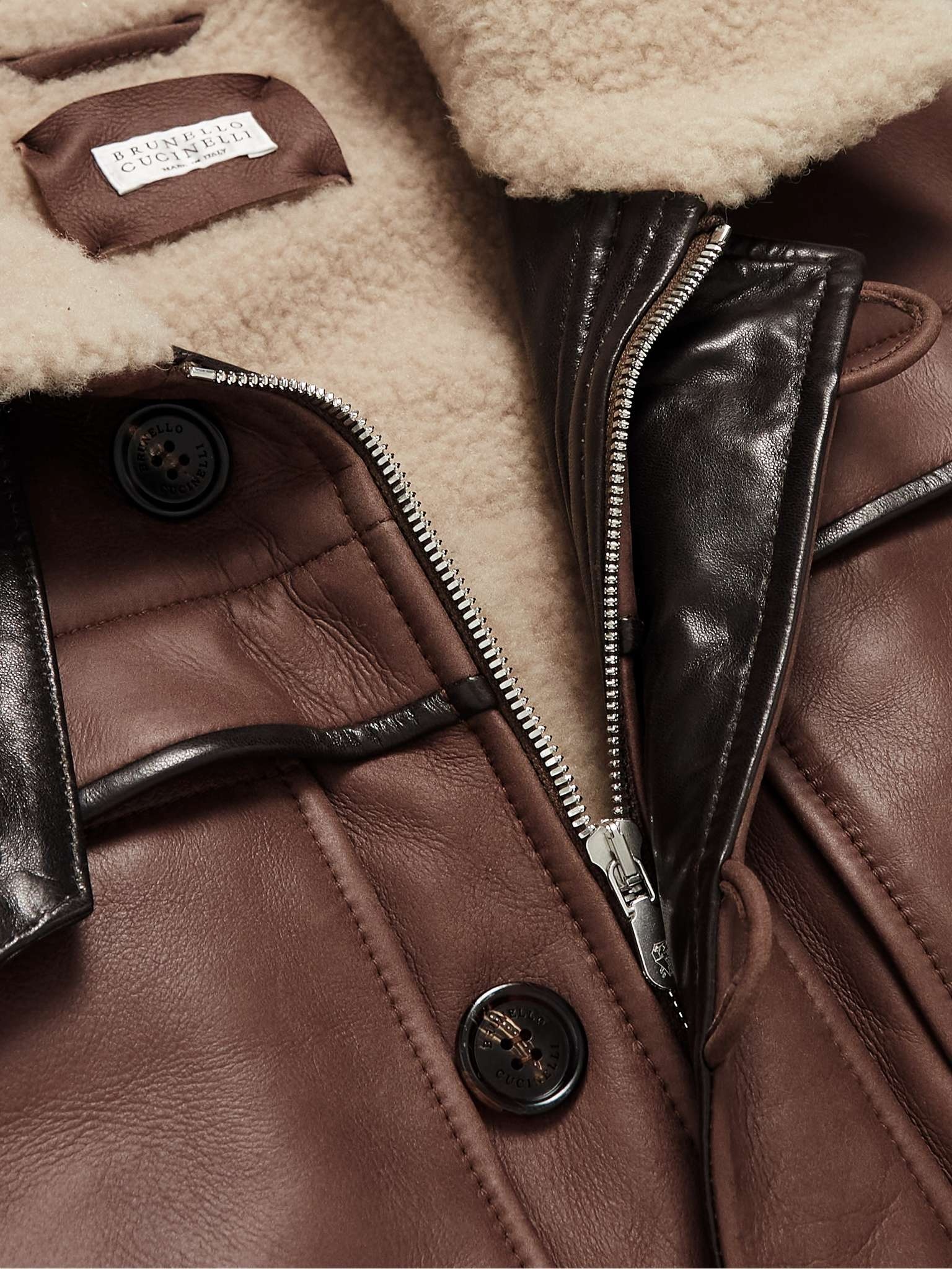 Shearling-Lined Leather Jacket - 5