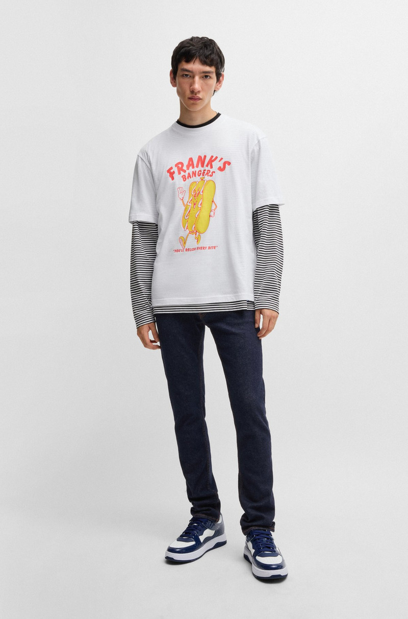 HUGO EXTRA-SLIM-FIT JEANS IN DARK-BLUE STRETCH DENIM outlook