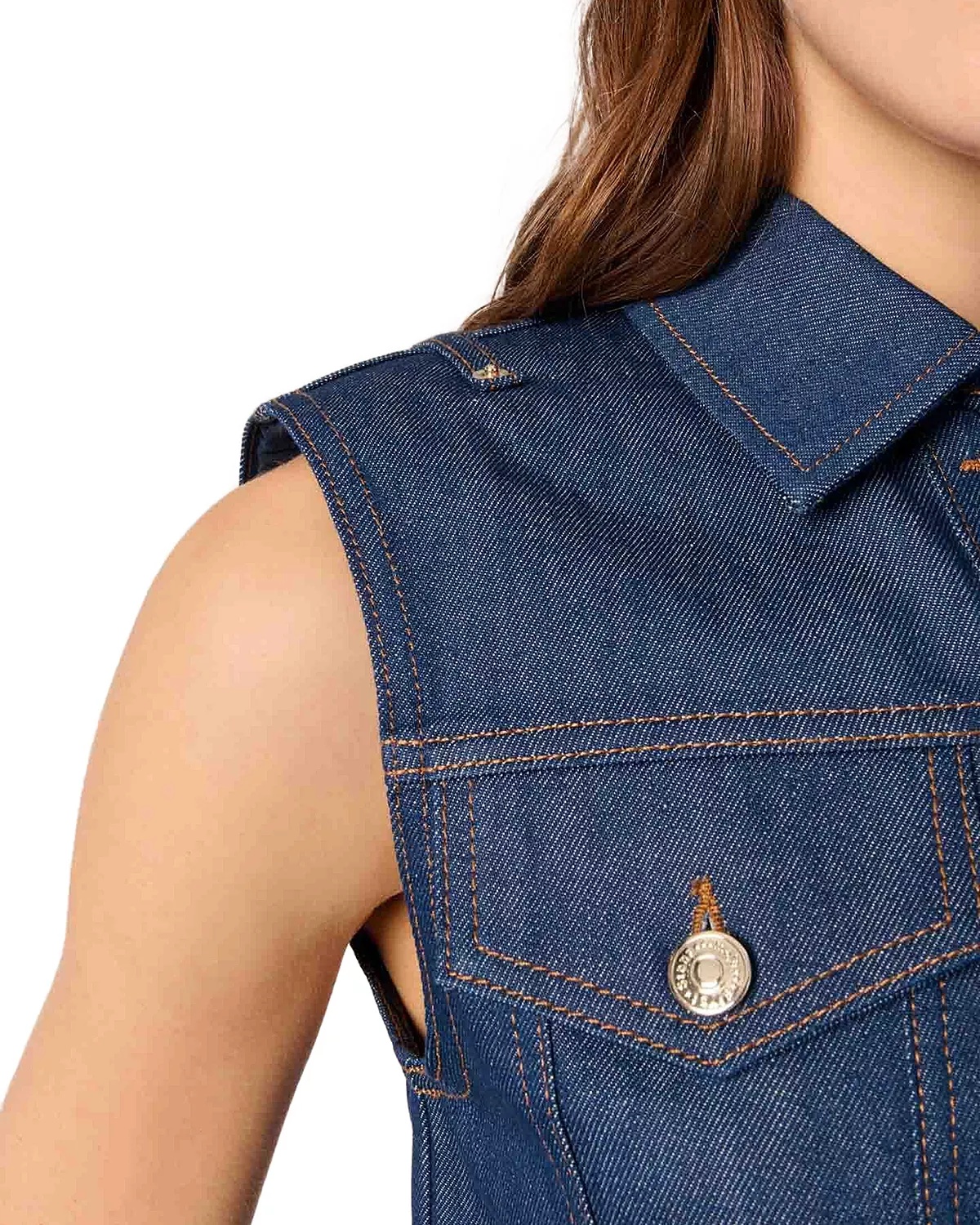 Denim Cropped Vest - 5