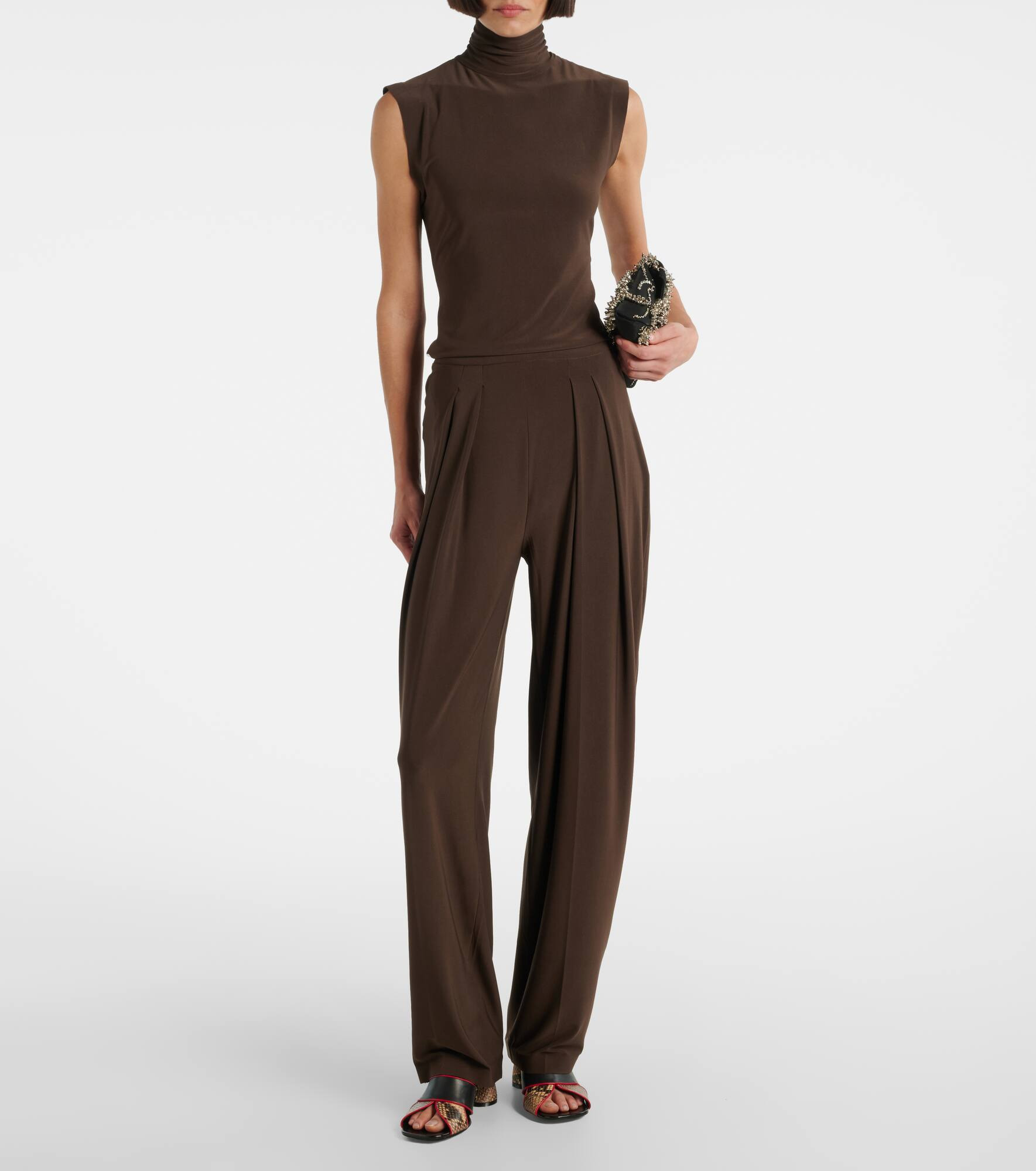 High-rise jersey wide-leg pants - 2