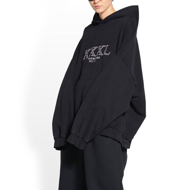 Balenciaga XXXL Oversized Popover Hoodie 'Black White' 713677TNVD91070 - 2