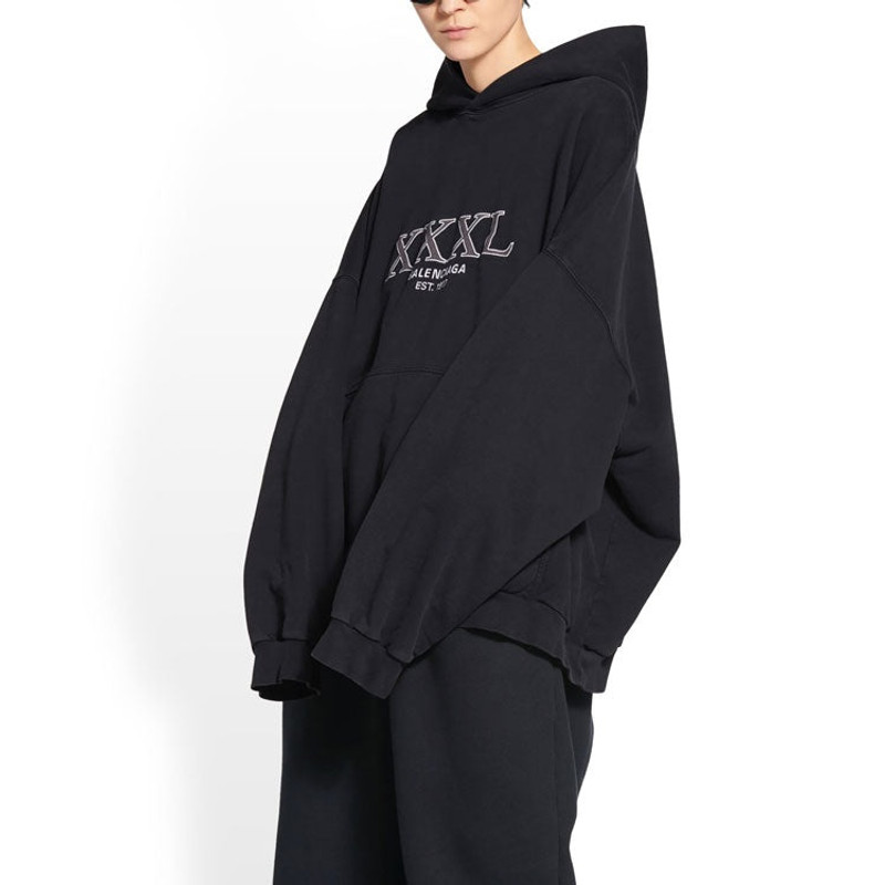 BALENCIAGA Balenciaga XXXL Oversized Popover Hoodie 'Black White' 713677TNVD91070 outlook