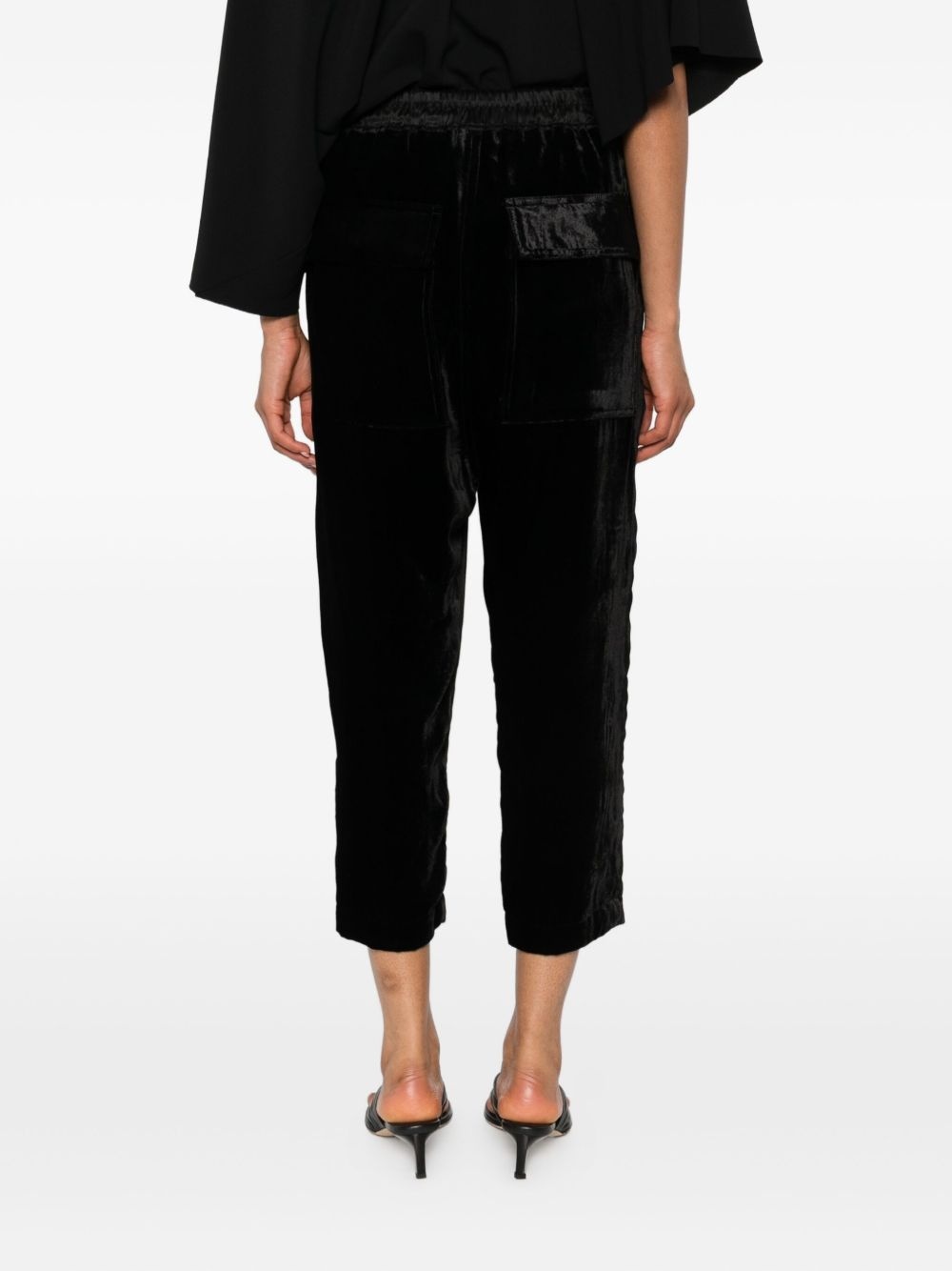 velvet drawstring trousers - 4