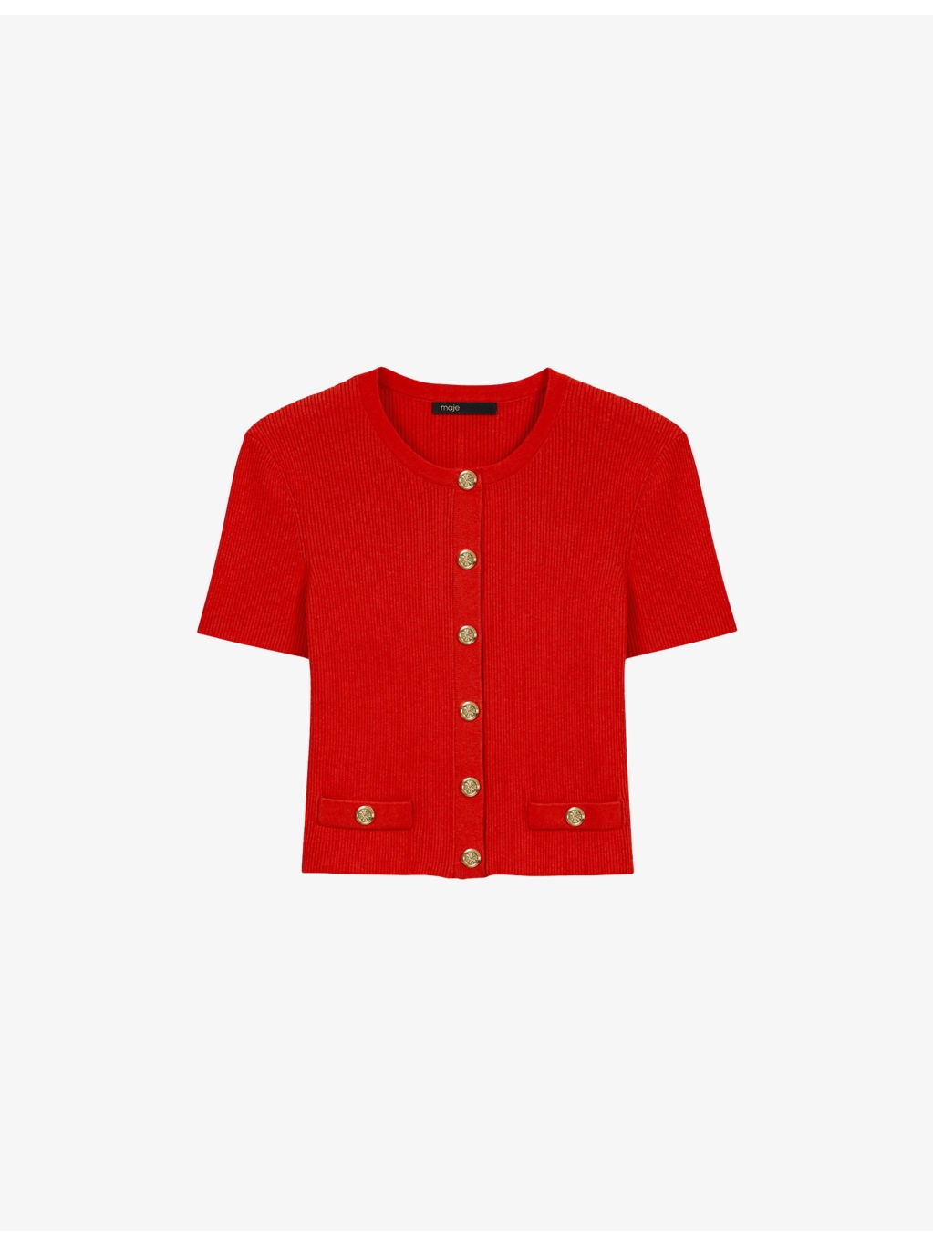 Cropped Short-Sleeve Knitted Cardigan - 1