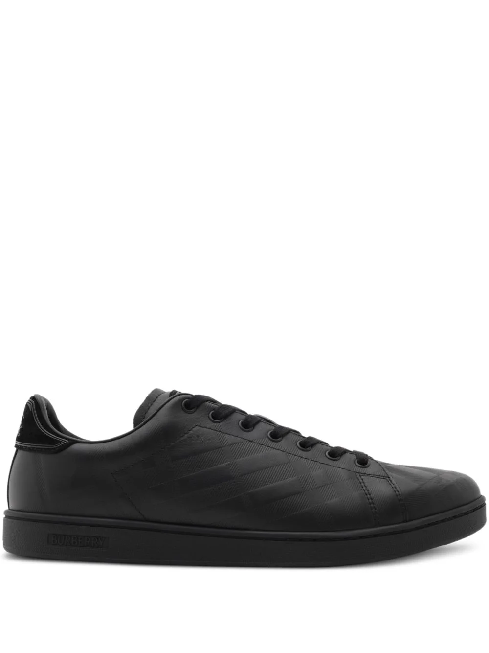embossed-check leather sneakers - 1