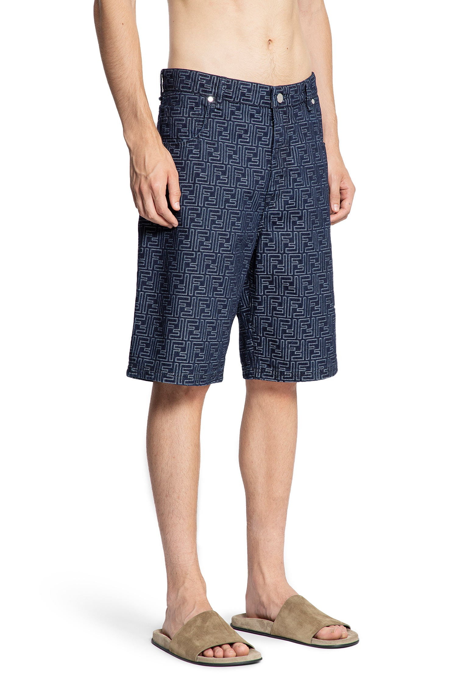 Ff-Jacquard-Denim-5-Pocket-Shorts - 2