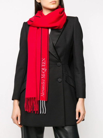 Alexander McQueen logo-motif fringed scarf outlook