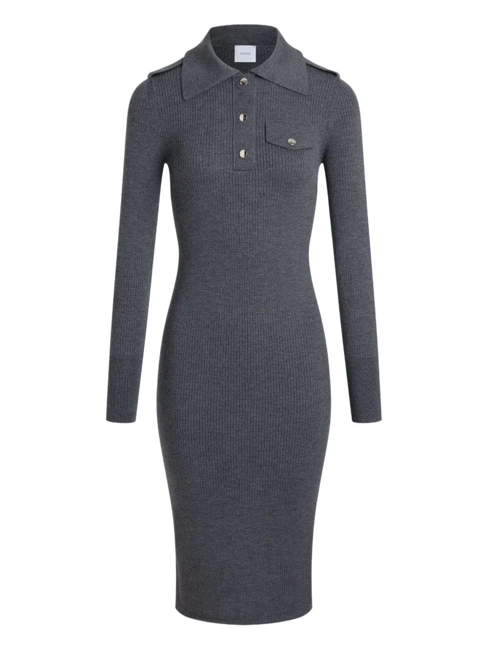 ribbed polo midi dress - 1