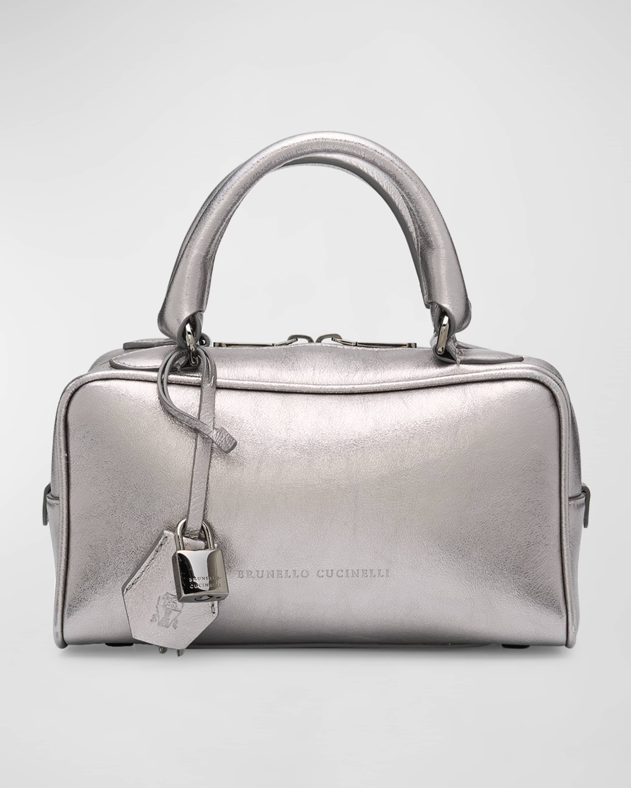 Brunello Cucinelli Mini Metallic Leather Boston Bag | REVERSIBLE Brunello Cucinelli Mini Metallic Leather Boston Bag | REVERSIBLE
