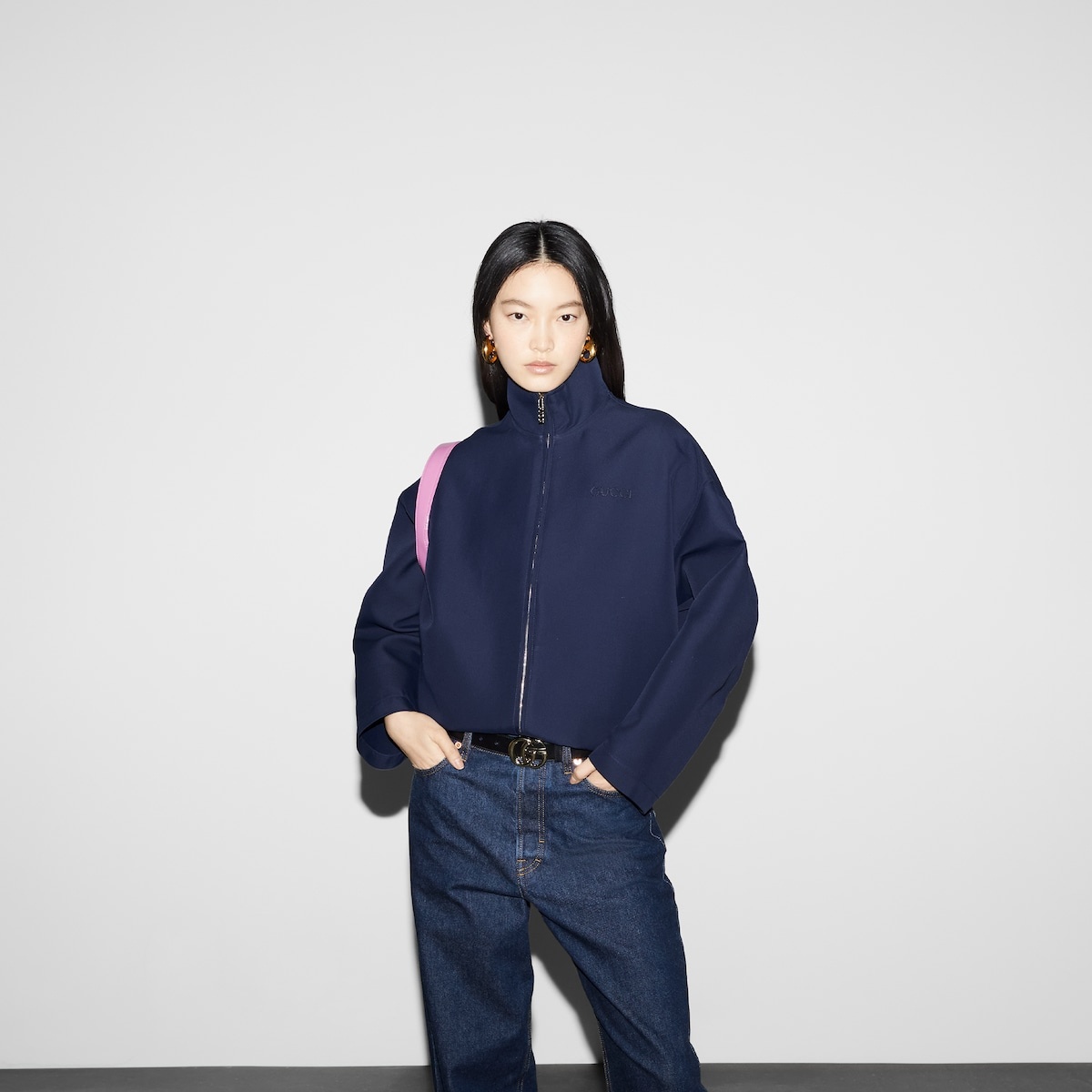 Denim pant with Gucci label - 6