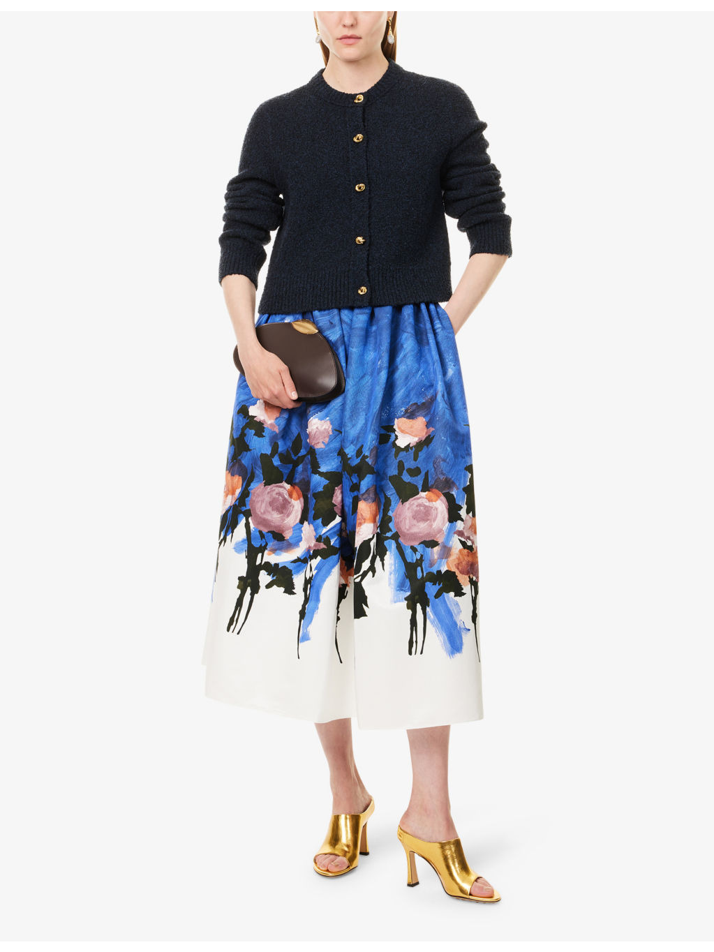 Floral Pleated Cotton-Blend Midi Skirt - 2