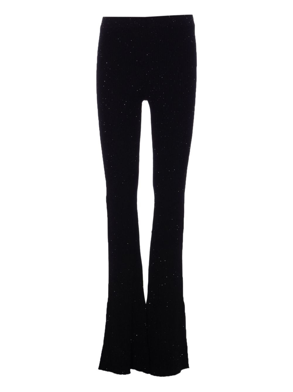 crystal-embellished ribbed trousers - 1