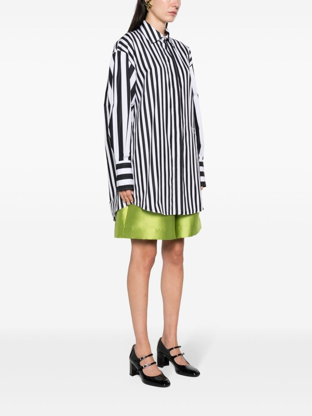 logo-embroidered striped shirt - 3