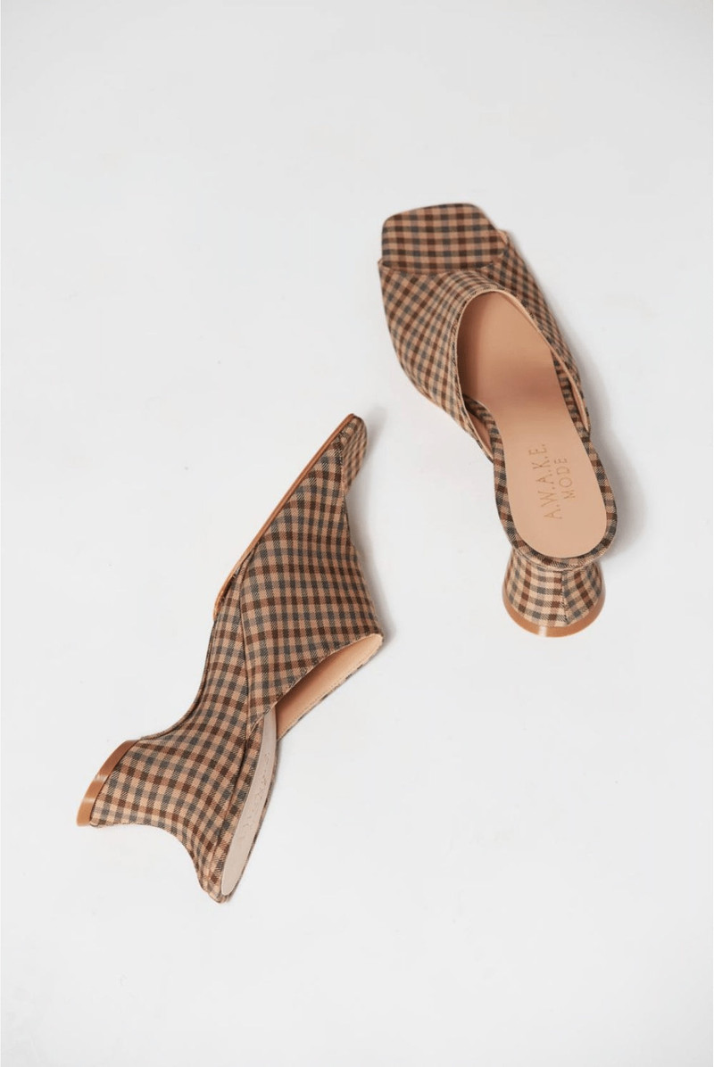 IRENE WEDGE BROWN CHECK 7