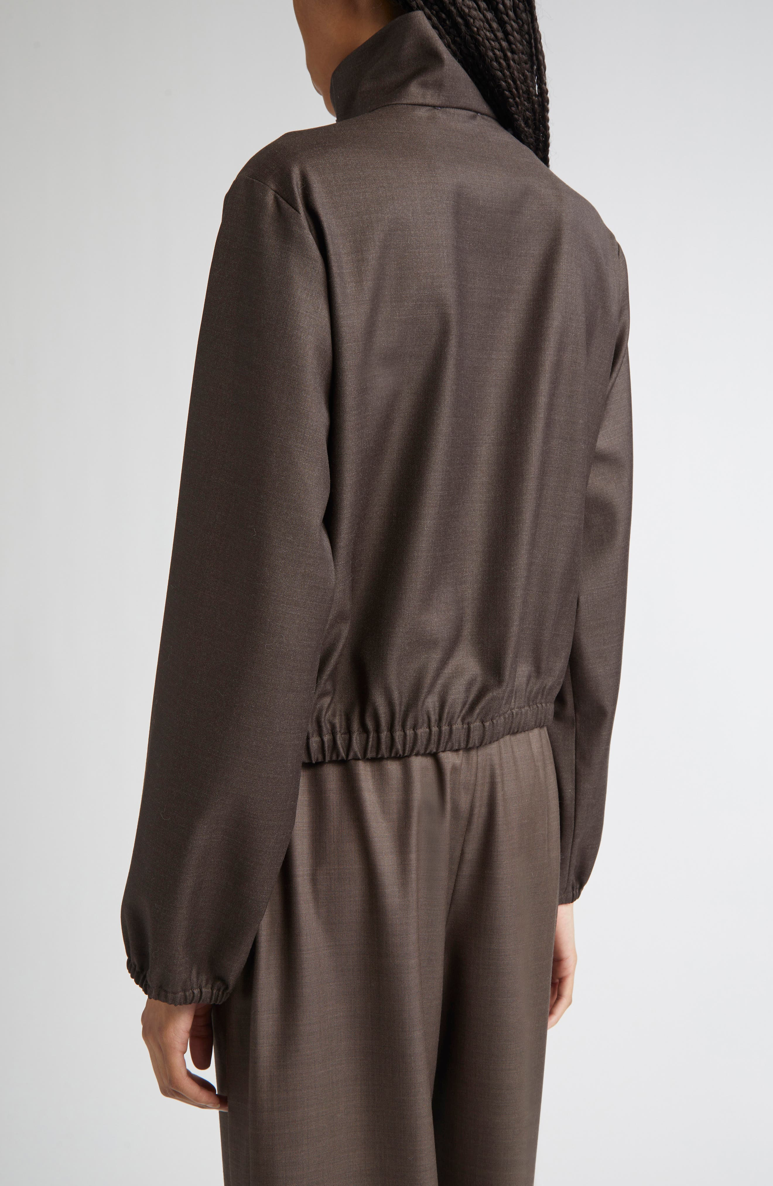 LOULOU DE SAISON Zyla Stand Collar Wool Top in Grizzly at Nordstrom - 3