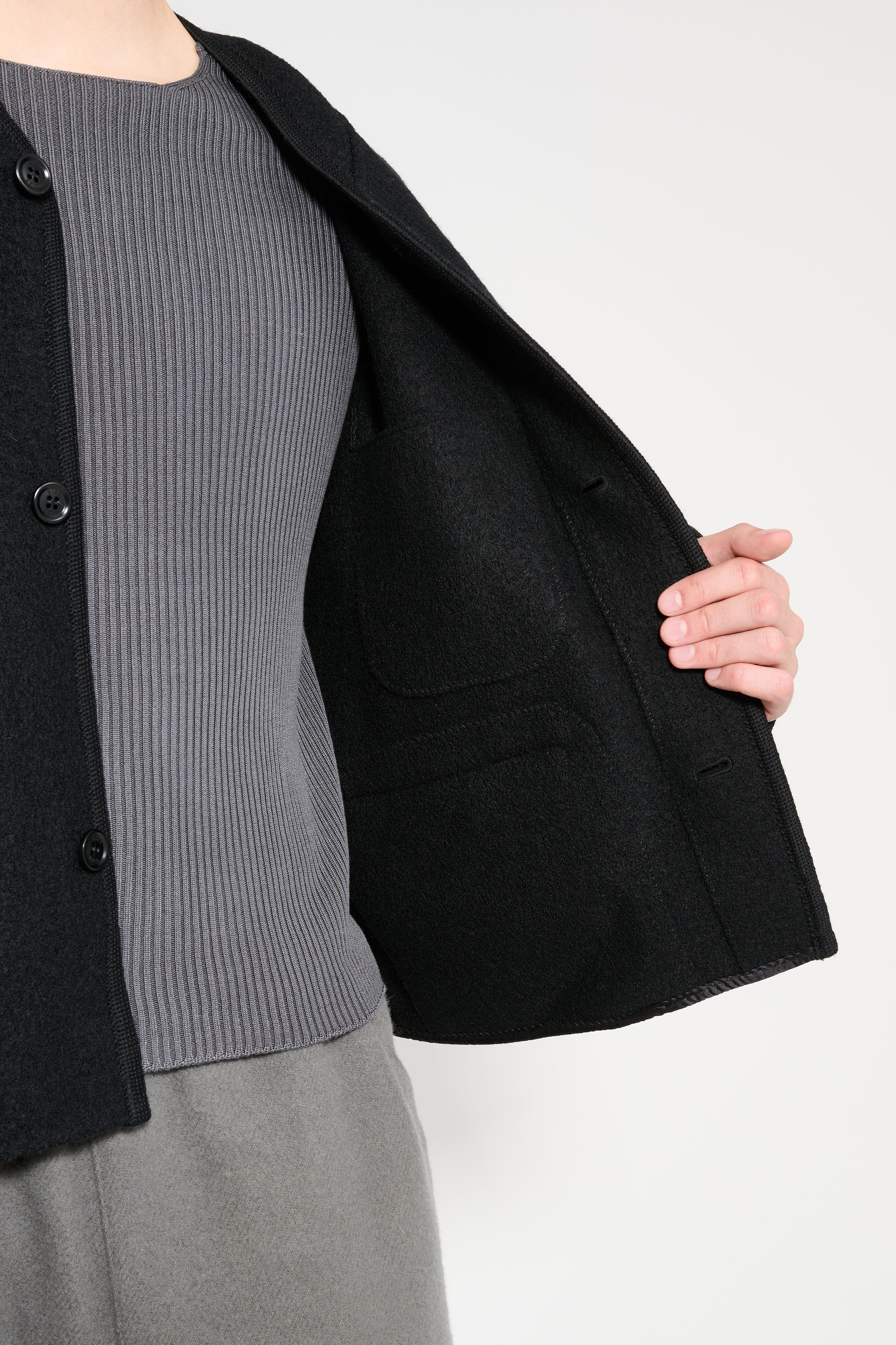 RIER WALKER JACKET CITY CROP BLACK FELTED - 6