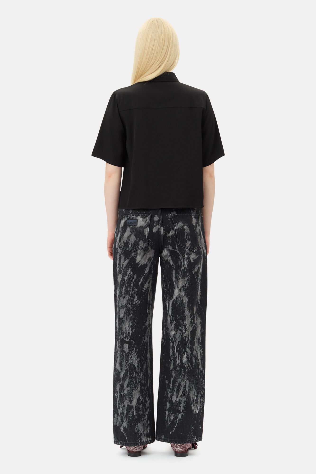 BLACK VISCOSE TWILL SHIRT - 4