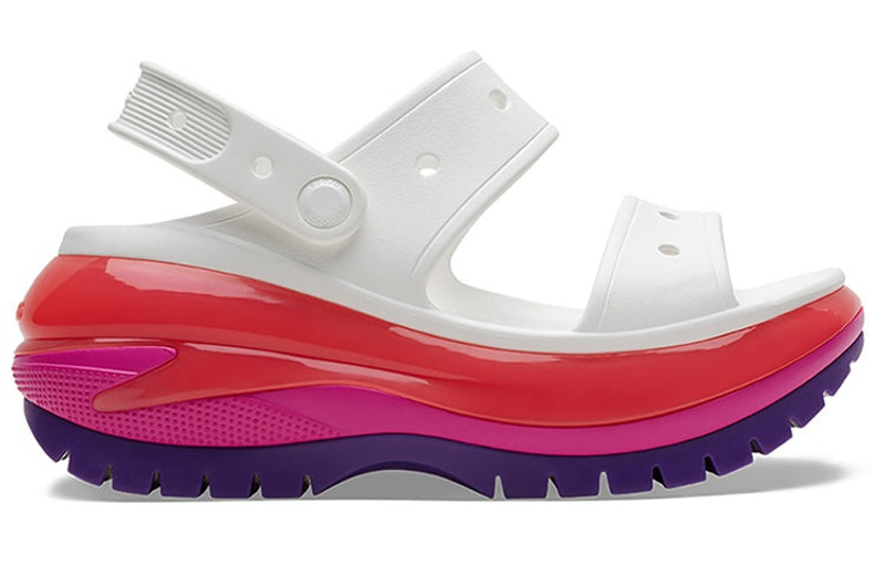 (WMNS) Crocs 클래식 메가 크러시 샌들 '화이트 레드 퍼플' 207989-94S 3