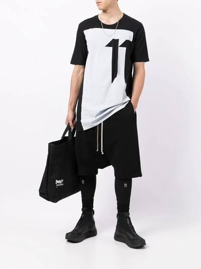 11 by Boris Bidjan Saberi block-print longline T-shirt outlook