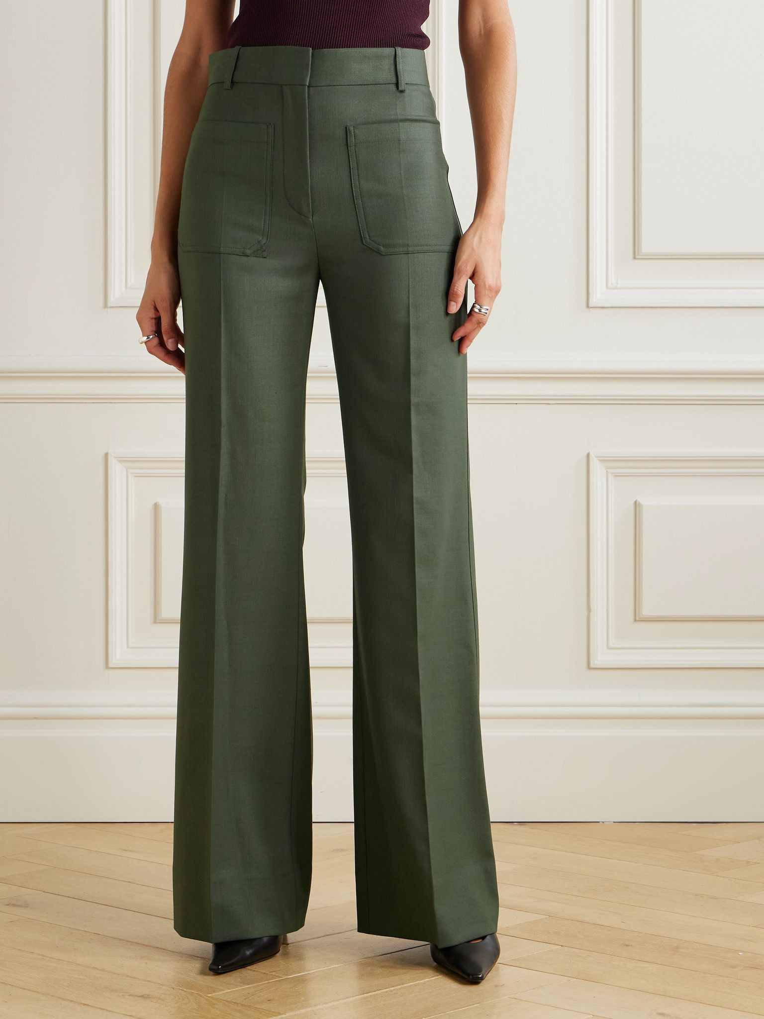 Alina twill wide-leg pants Green - 3