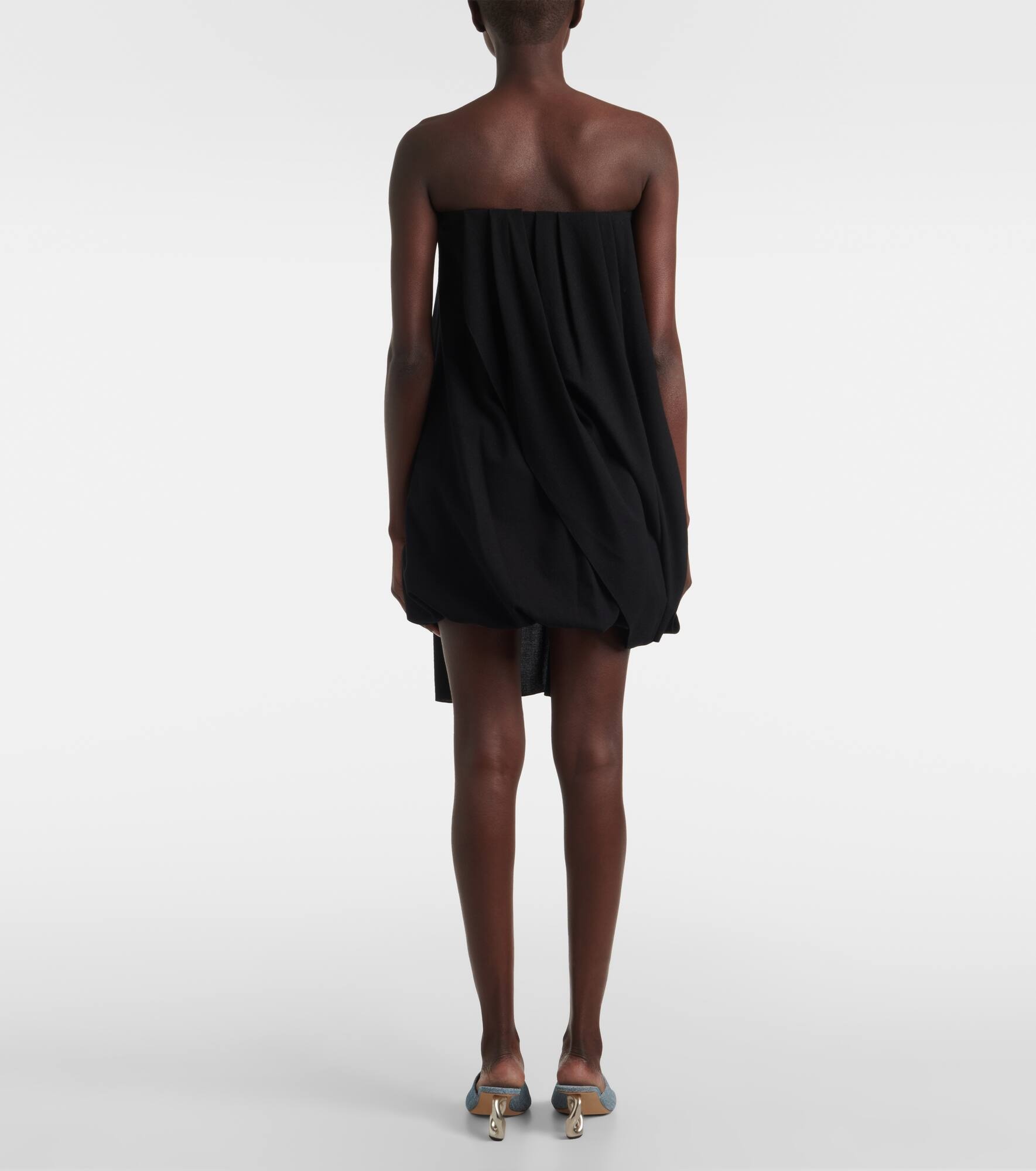 Draped off-shoulder wool-blend bustier dress - 3