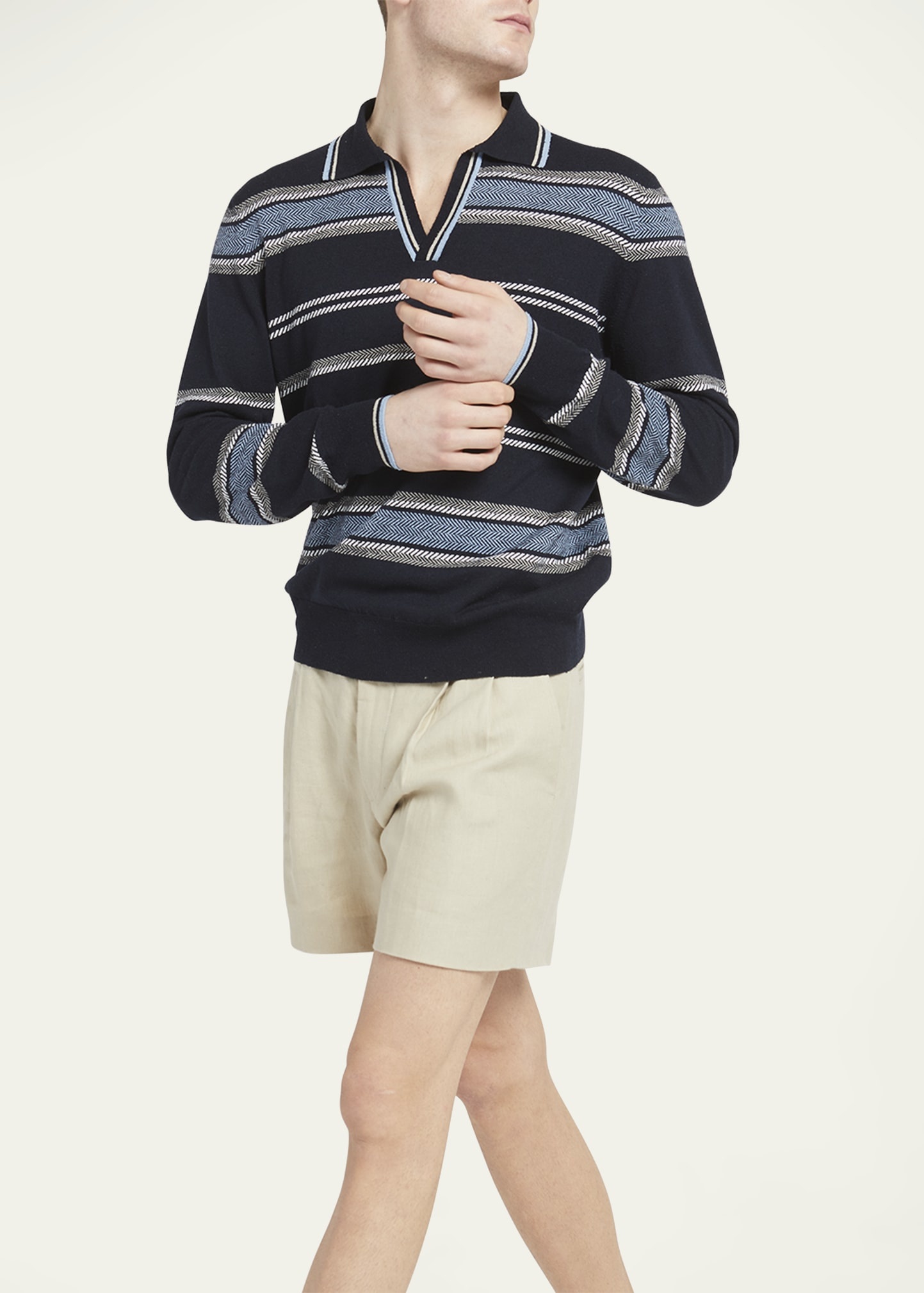 Men's Avaika Silk Stripe Polo Sweater - 3