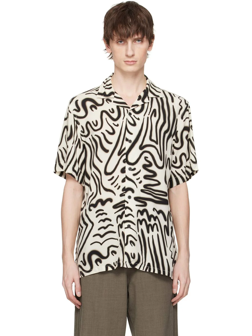 Off-White & Black Aerosol Viscose Shirt - 1