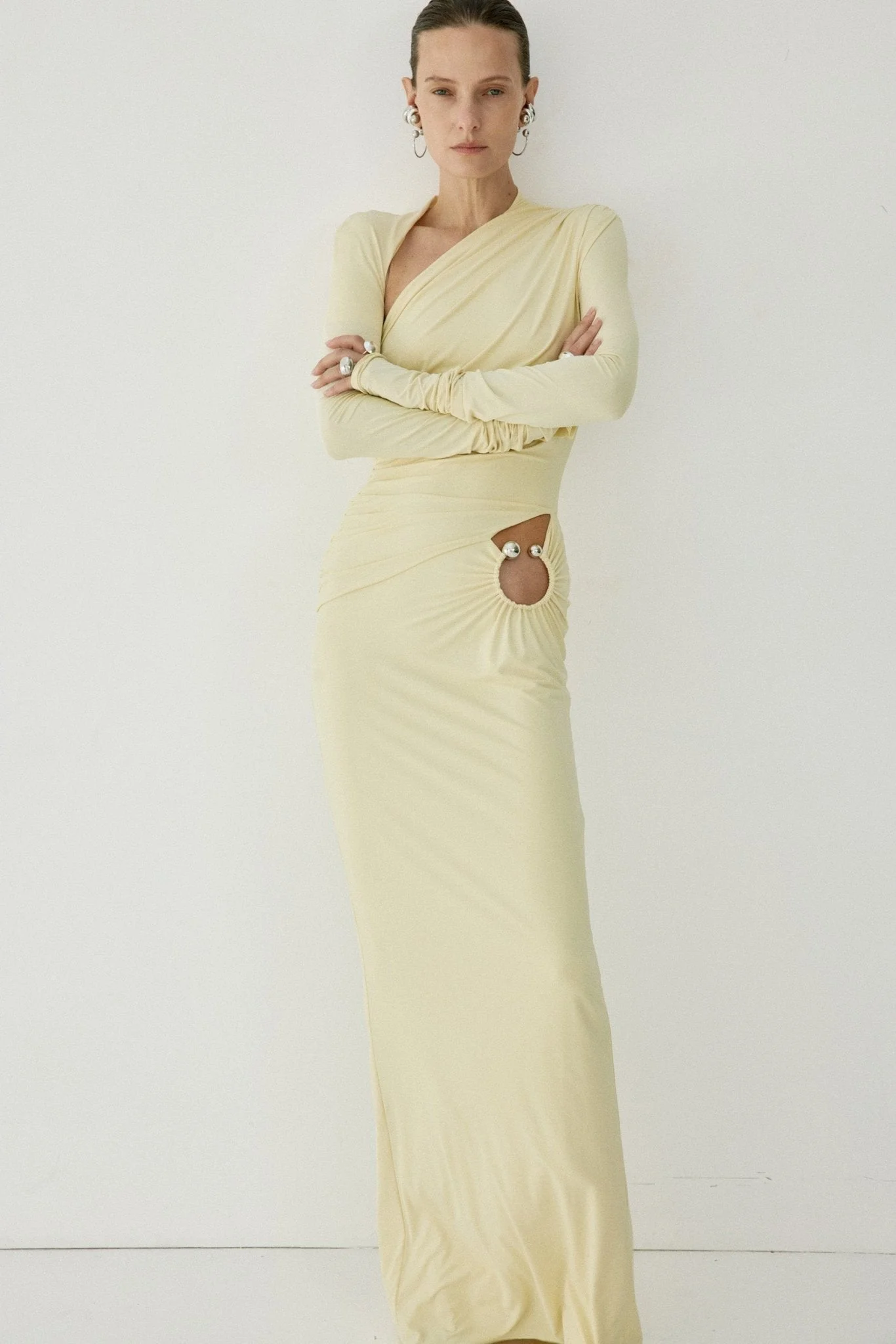 JADE MAXI DRESS IN BUTTERCREAM SPANDEX - 1