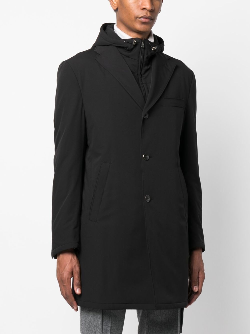 single-breasted hooded lightweight jacket - 3
