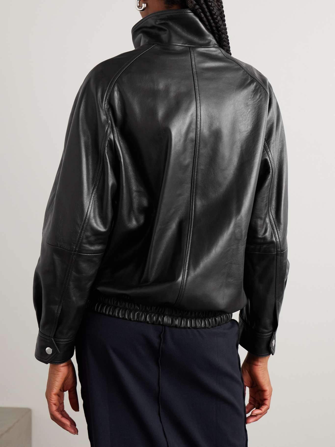 Ariste oversized paneled leather jacket Black - 4