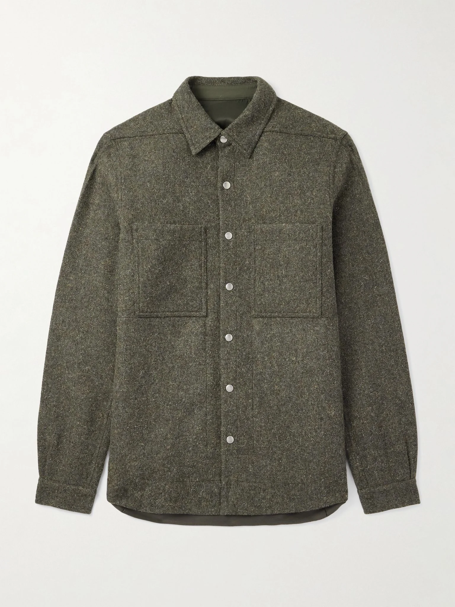 Melton Wool Overshirt Green - 1