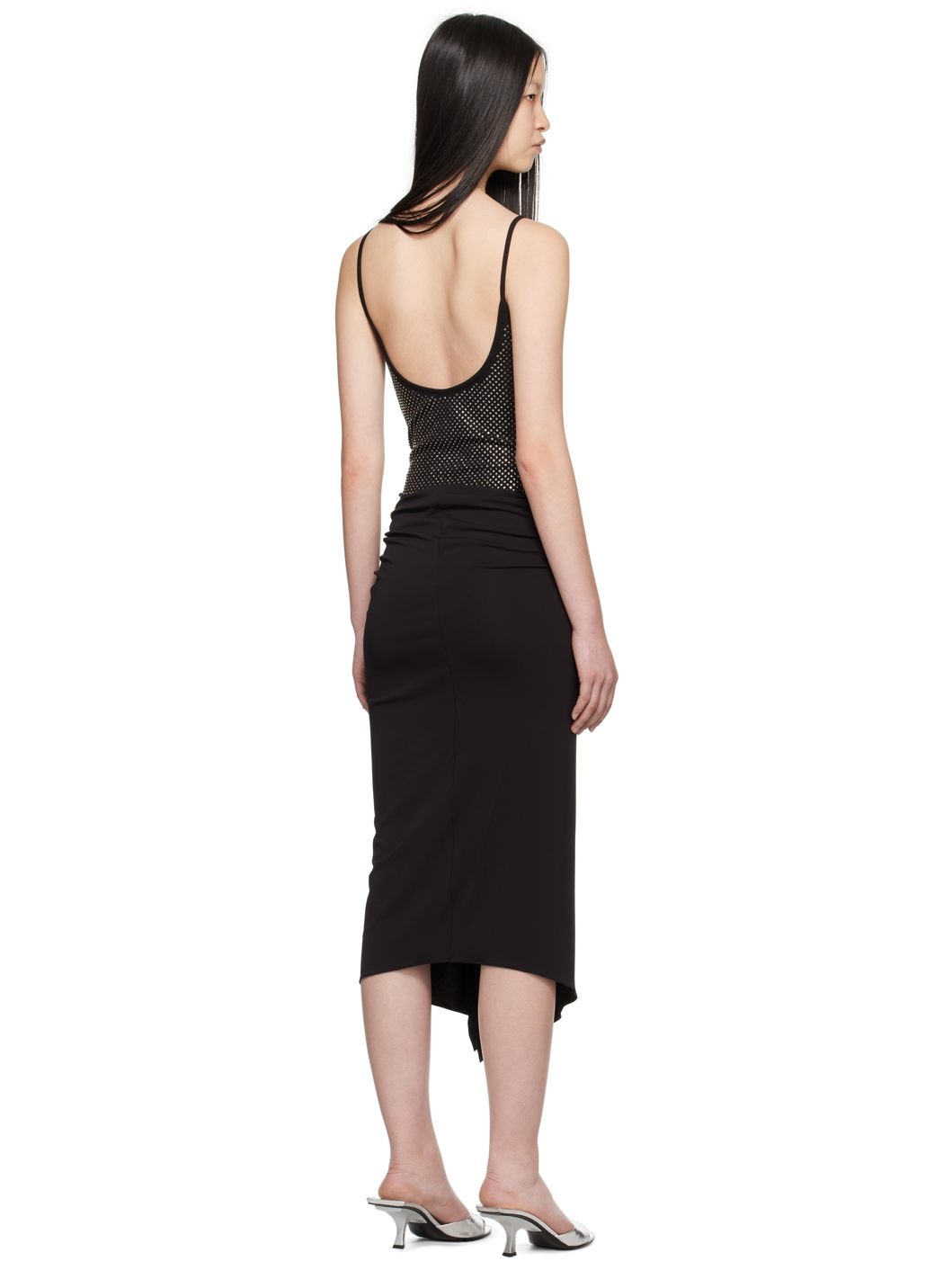 Black Crystal-Cut Midi Dress - 3