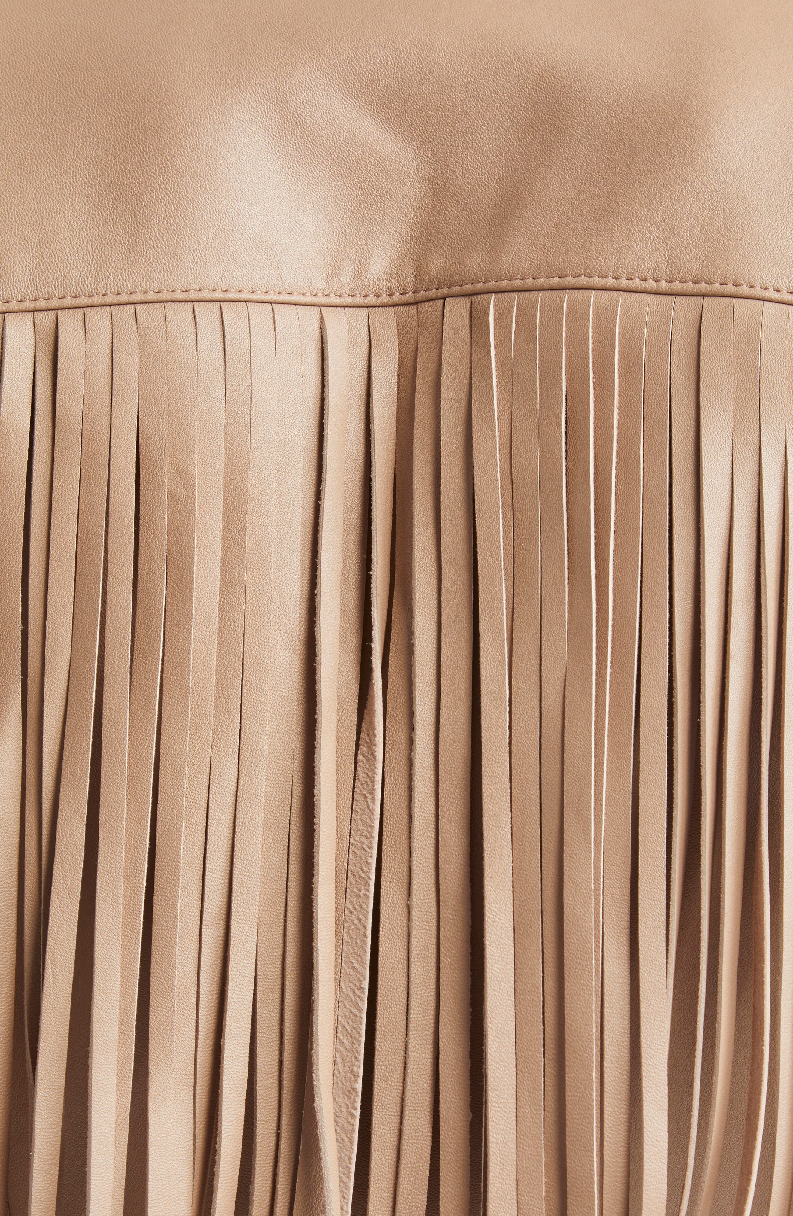 L'AGENCE Vashti Fringe Leather Blazer in Dark Cappuccino at Nordstrom - 6