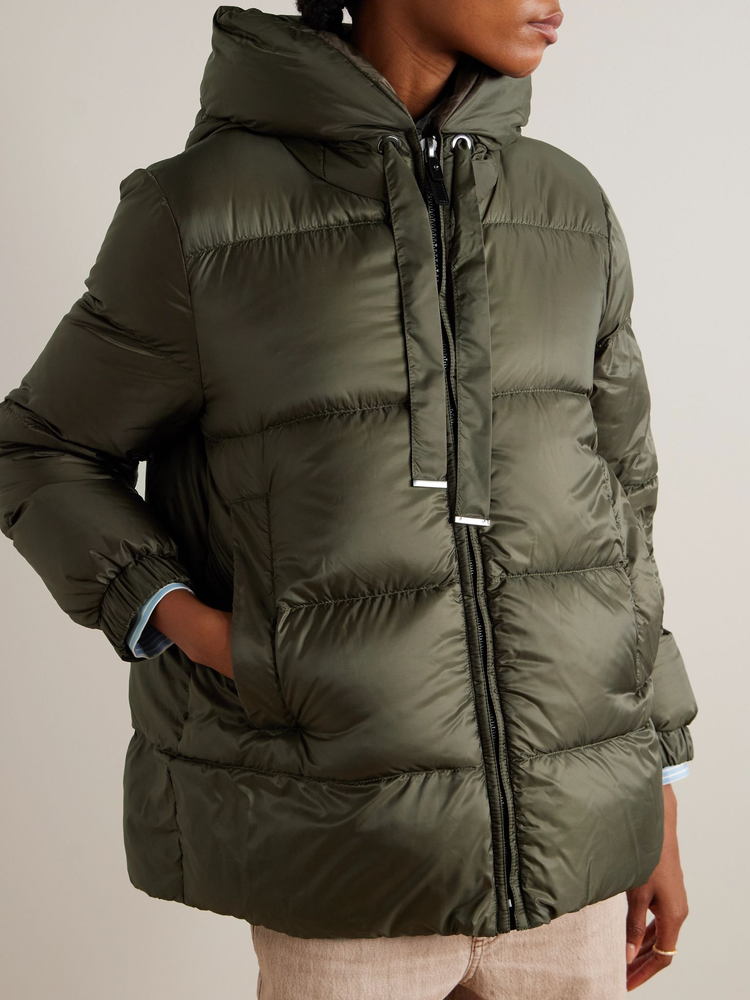 The Cube Seia hooded padded shell down coat Green - 3