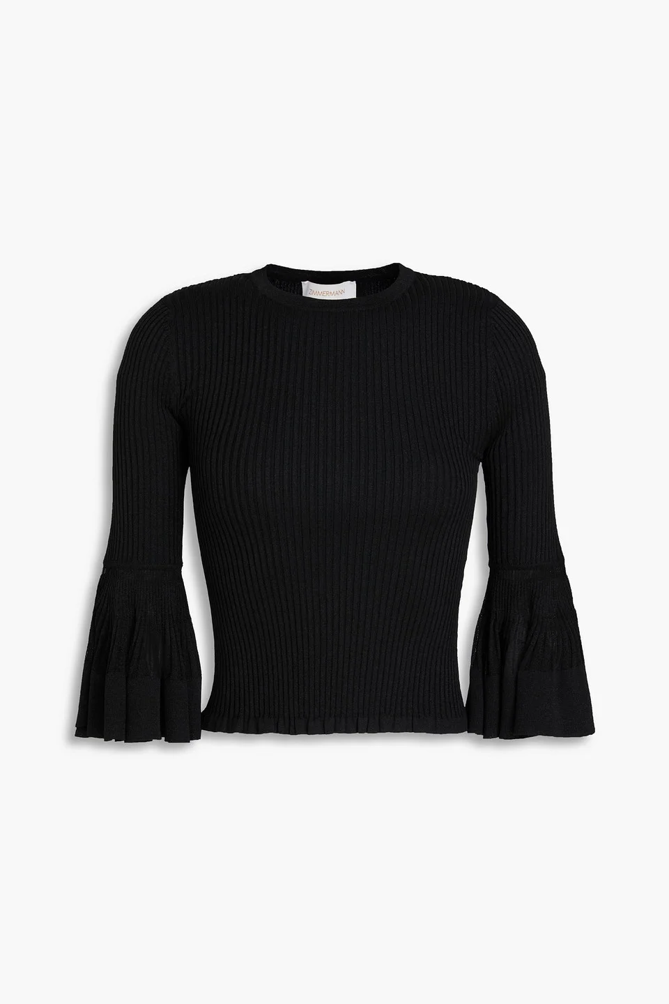 Ruffled ribbed-knit top - 1