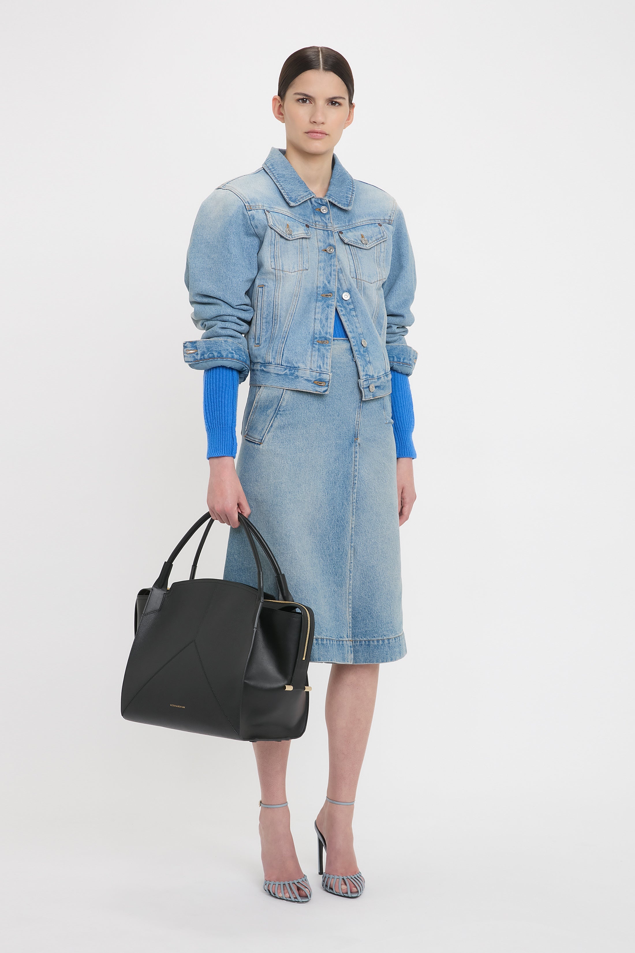 Padded Denim Jacket In Pale Blue Wash - 3