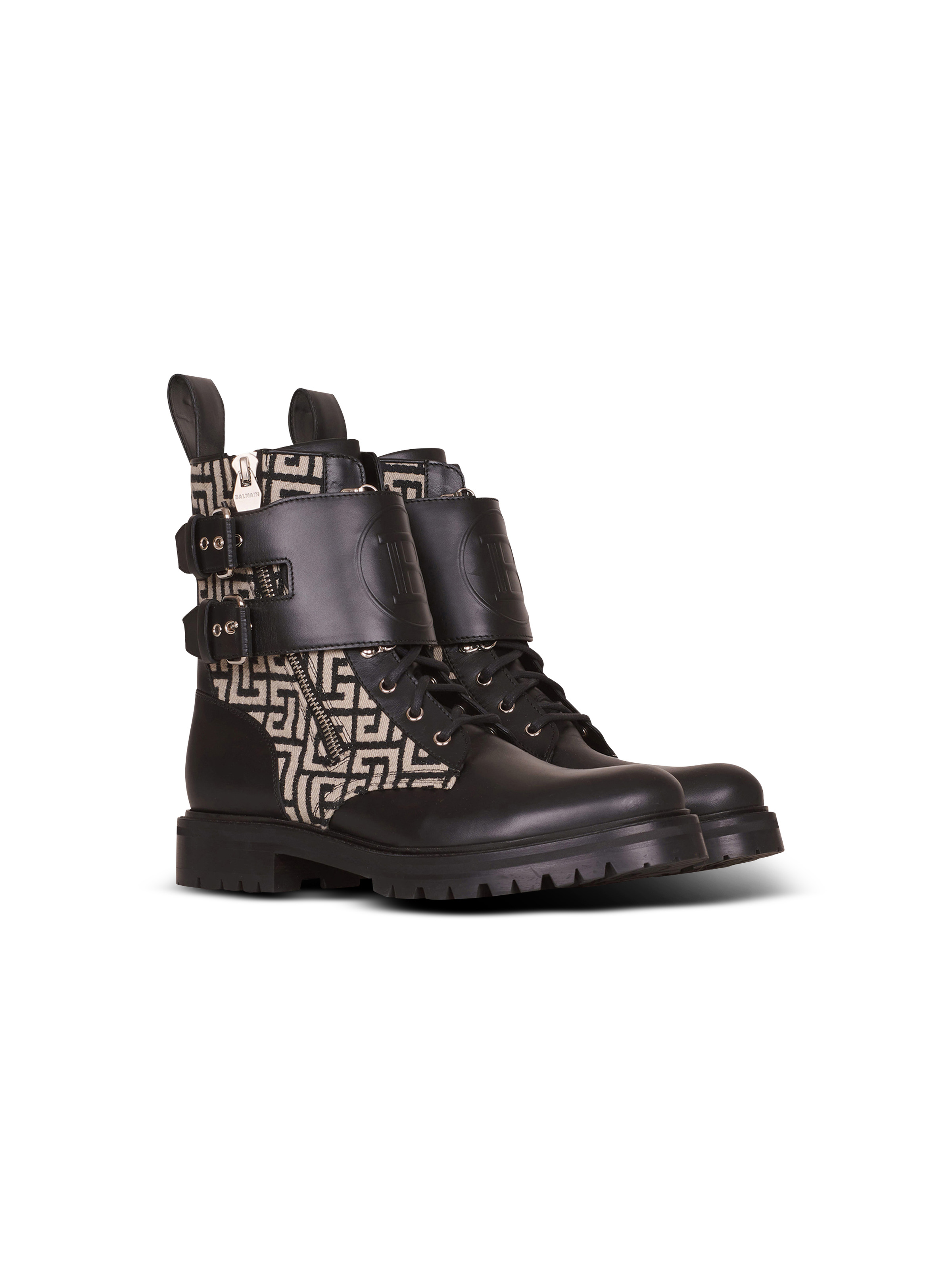 Bicolor smooth and monogram jacquard Phil Ranger ankle boots - 2