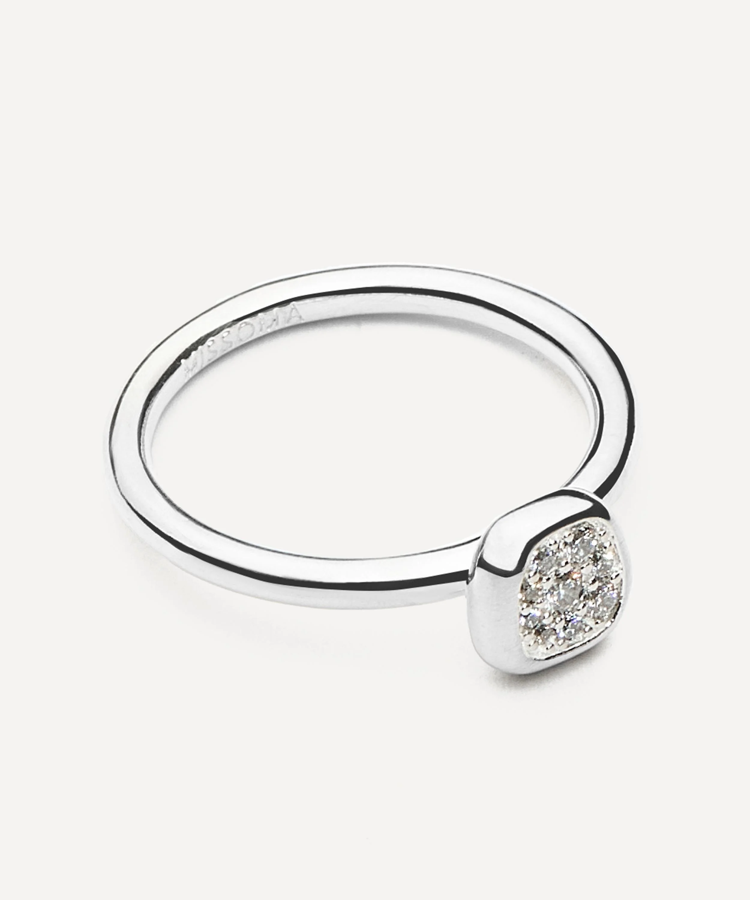 Silver-Plated Molten Soft Square Pavé Ring - 1
