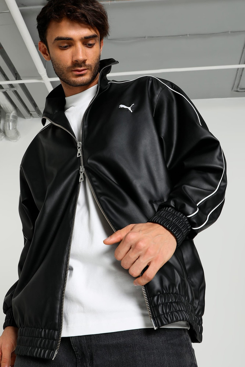 T7 Pleather Men's Track Jacket - 1