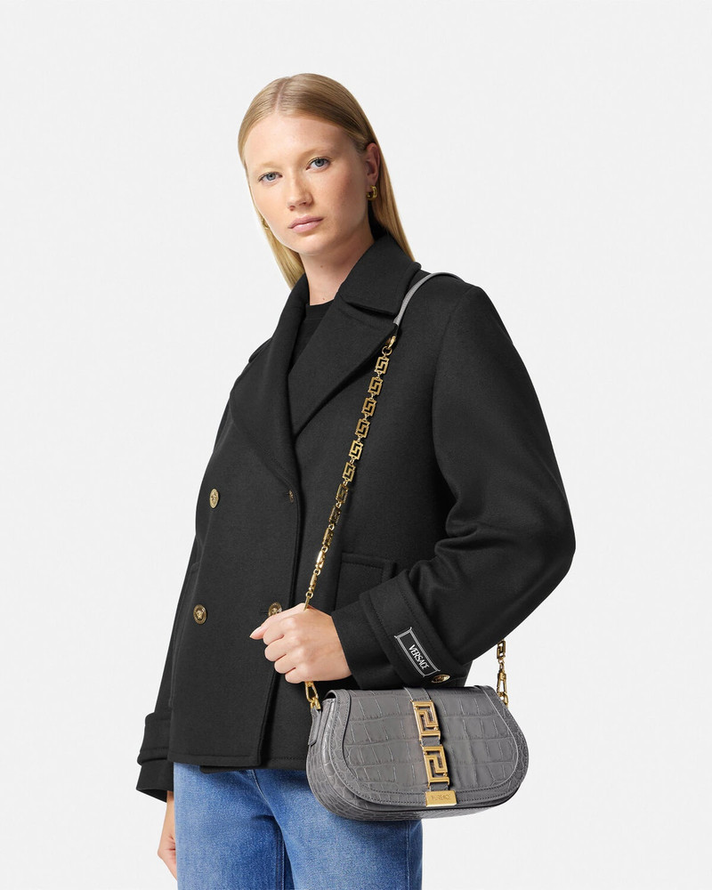 Croc-Effect Greca Goddess Shoulder Bag 3
